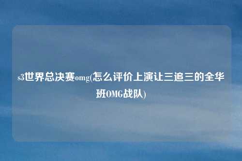 s3世界总决赛omg(怎么评价上演让三追三的全华班OMG战队)