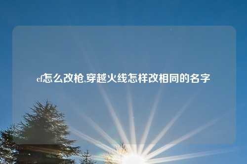 cf怎么改枪,穿越火线怎样改相同的名字