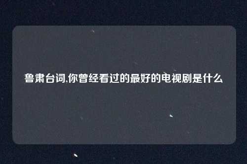 鲁肃台词,你曾经看过的最好的电视剧是什么