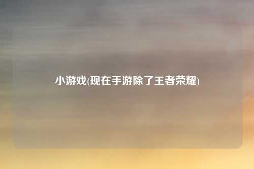 小游戏(现在手游除了王者荣耀)