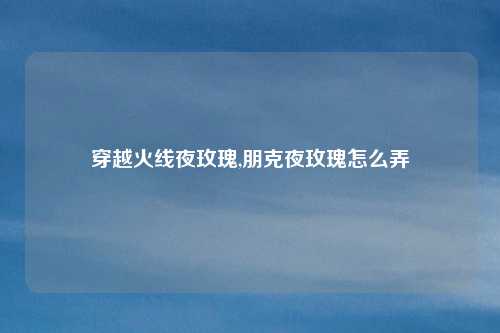 穿越火线夜玫瑰,朋克夜玫瑰怎么弄