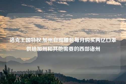 洛克王国特权,加州自掏腰包每月购买两亿口罩供给加州和其他需要的西部诸州