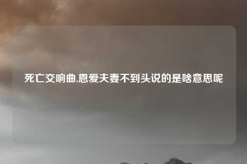 死亡交响曲,恩爱夫妻不到头说的是啥意思呢