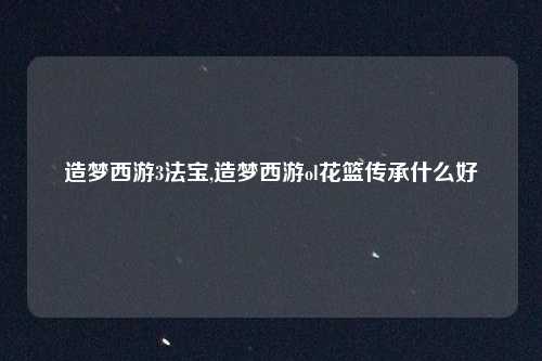 造梦西游3法宝,造梦西游ol花篮传承什么好