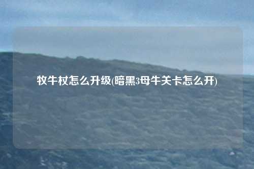 牧牛杖怎么升级(暗黑3母牛关卡怎么开)