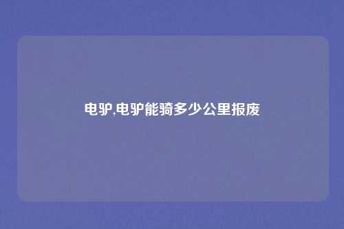 电驴,电驴能骑多少公里报废