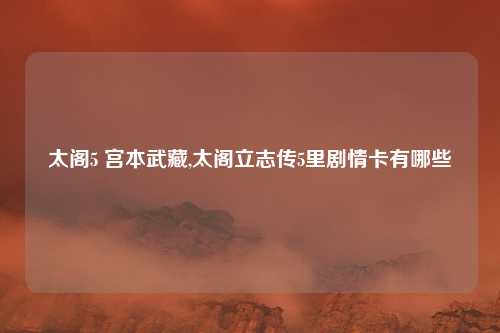 太阁5 宫本武藏,太阁立志传5里剧情卡有哪些