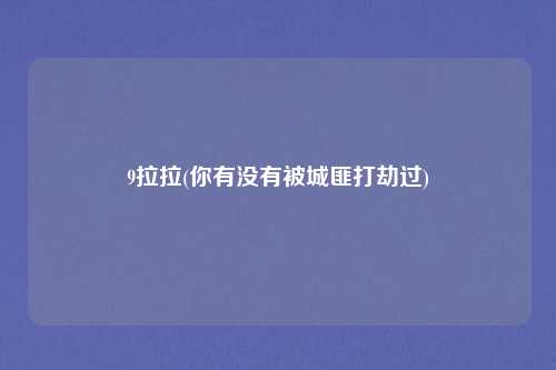 9拉拉(你有没有被城匪打劫过)