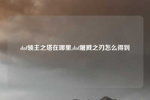 dnf领主之塔在哪里,dnf屠戮之刃怎么得到