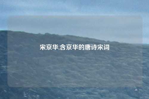 宋京华,含京华的唐诗宋词