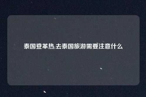 泰国登革热,去泰国旅游需要注意什么