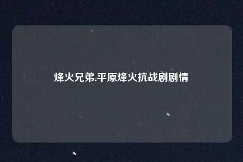烽火兄弟,平原烽火抗战剧剧情