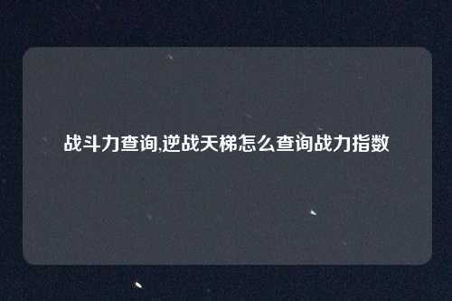 战斗力查询,逆战天梯怎么查询战力指数