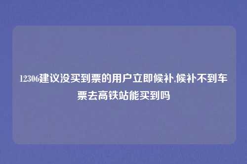 12306建议没买到票的用户立即候补,候补不到车票去高铁站能买到吗
