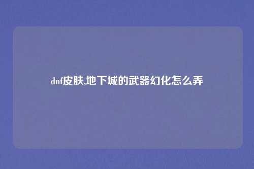 dnf皮肤,地下城的武器幻化怎么弄