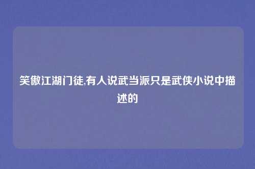 笑傲江湖门徒,有人说武当派只是武侠小说中描述的
