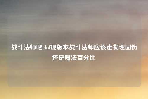 战斗法师吧,dnf现版本战斗法师应该走物理固伤还是魔法百分比