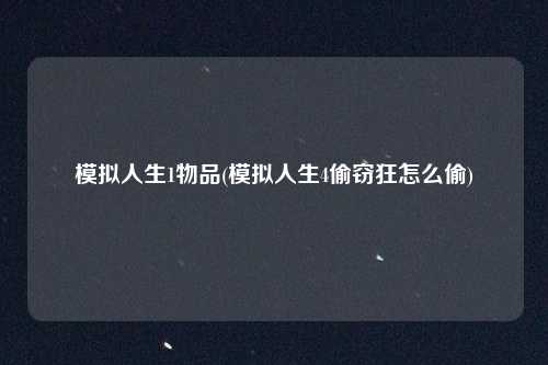 模拟人生1物品(模拟人生4偷窃狂怎么偷)