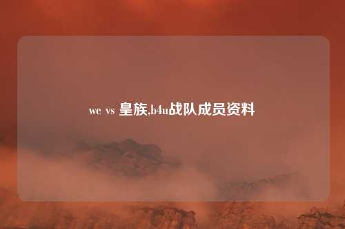 we vs 皇族,b4u战队成员资料
