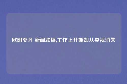 欧阳夏丹 新闻联播,工作上升期却从央视消失