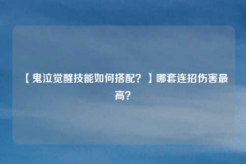 【鬼泣觉醒技能如何搭配？】哪套连招伤害最高？