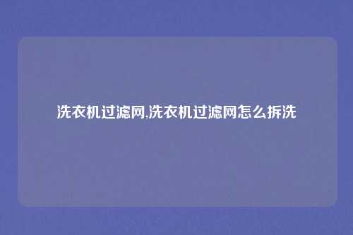 洗衣机过滤网,洗衣机过滤网怎么拆洗