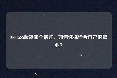 DNF65SS武器哪个最好，如何选择适合自己的职业？