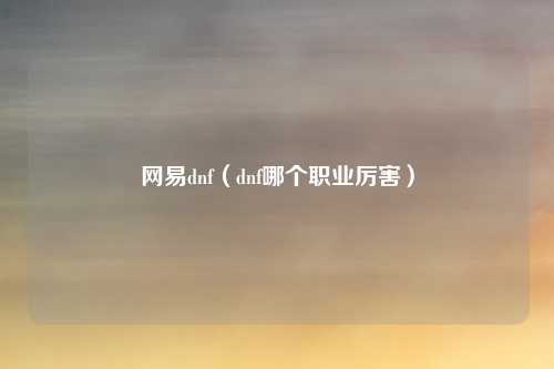 网易dnf（dnf哪个职业厉害）