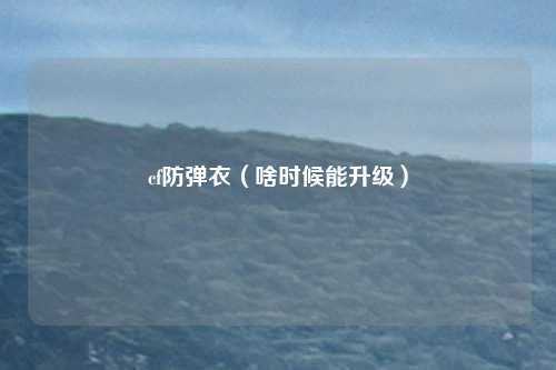 cf防弹衣（啥时候能升级）
