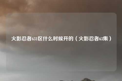 火影忍者631区什么时候开的（火影忍者63集）