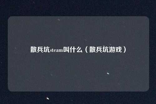 散兵坑steam叫什么（散兵坑游戏）