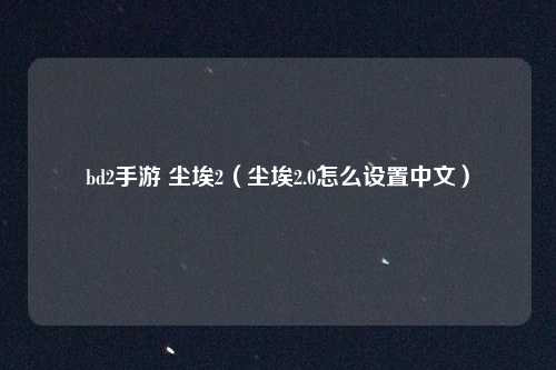 bd2手游 尘埃2（尘埃2.0怎么设置中文）