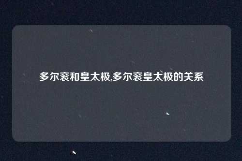 多尔衮和皇太极,多尔衮皇太极的关系