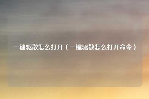 一键驱散怎么打开（一键驱散怎么打开命令）