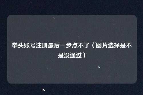 拳头账号注册最后一步点不了（图片选择是不是没通过）