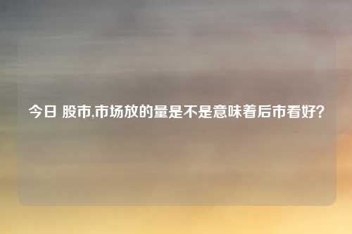 今日 股市,市场放的量是不是意味着后市看好？