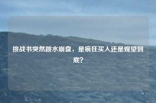 挑战书突然跳水崩盘，是疯狂买入还是观望到底？