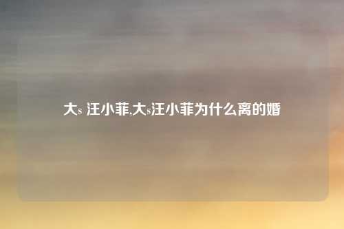 大s 汪小菲,大s汪小菲为什么离的婚