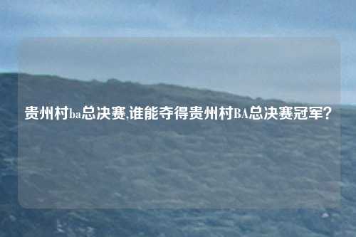 贵州村ba总决赛,谁能夺得贵州村BA总决赛冠军？