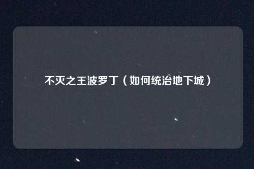 不灭之王波罗丁（如何统治地下城）