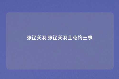 张辽关羽,张辽关羽土屯约三事