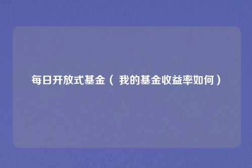 每日开放式基金（ 我的基金收益率如何）