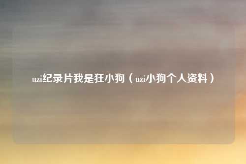 uzi纪录片我是狂小狗（uzi小狗个人资料）