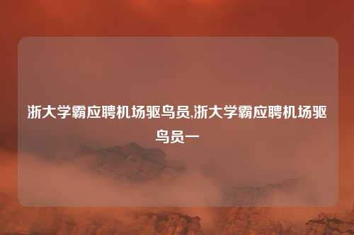 浙大学霸应聘机场驱鸟员,浙大学霸应聘机场驱鸟员一