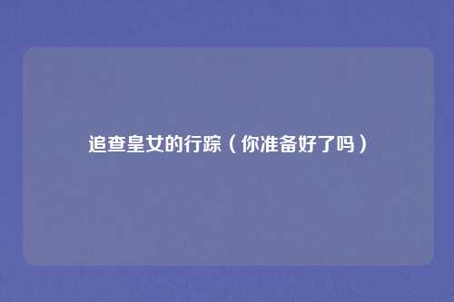 追查皇女的行踪（你准备好了吗）