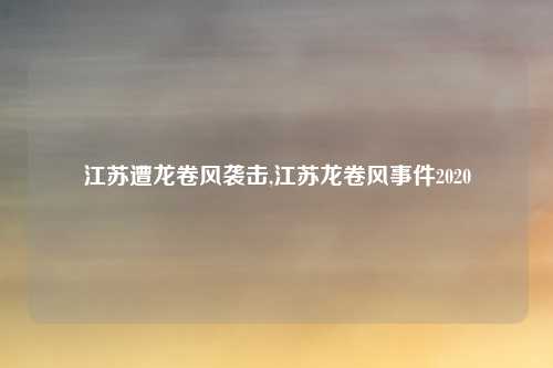 江苏遭龙卷风袭击,江苏龙卷风事件2020
