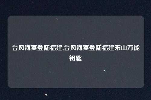 台风海葵登陆福建,台风海葵登陆福建东山万能钥匙