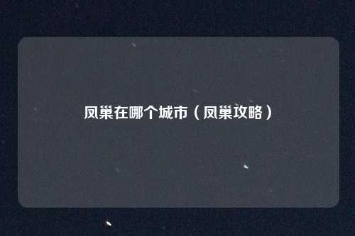 凤巢在哪个城市（凤巢攻略）