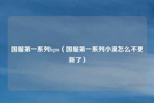 国服第一系列bgm（国服第一系列小漠怎么不更新了）
