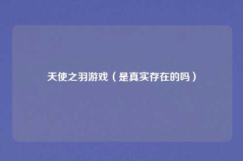 天使之羽游戏（是真实存在的吗）